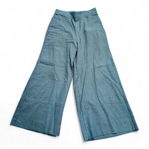 Banana Republic Light Blue Wide-Leg Cropped Linen-Blend Pants XXS